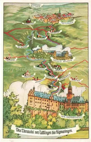 AK / Ansichtskarte TUTTLINGEN bis Sigmaringen Panoramakarte Schloss Sigmaringen