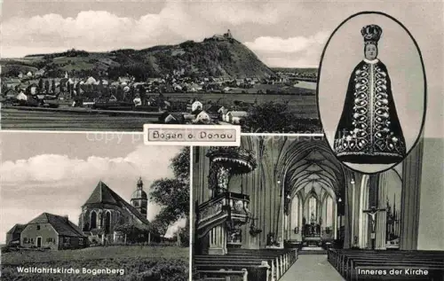 AK / Ansichtskarte Bogen Donau Niederbayern Panorama Wallfahrtskirche Inneres Marienbild