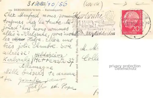 AK / Ansichtskarte Derdingen Rathauspartie