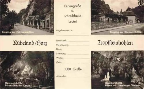 AK / Ansichtskarte Ruebeland Elbingerode Harz Sachsen-Anhalt Hermannshoehle Baerenhoehle mit Kanzel Baumannshoehle Moench mit Hamburger Wappen