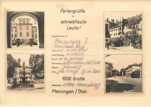 AK / Ansichtskarte Meiningen Thueringen Torblick Brunnen Ortsmotive