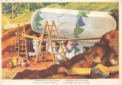 AK / Ansichtskarte Grenzbesetzung Militaria Schweiz Tarnung einer Beton Stellung 