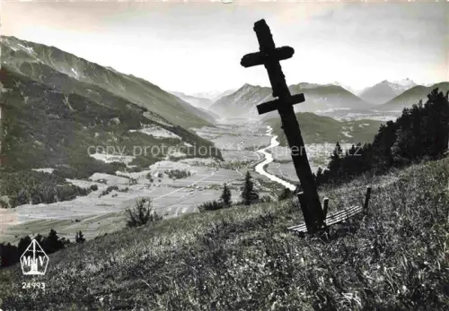 AK / Ansichtskarte Moesern Telfs Tirol AT Wetterkreuz mit Oberinntal und Mieminger Plateu