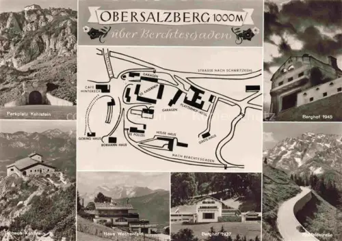 AK / Ansichtskarte Obersalzberg Berchtesgaden Bayern Parkplatz Kehlstein Teehaus Kehlstein Berghof 1945 Haus Wachenfeld Rossfeldstrasse