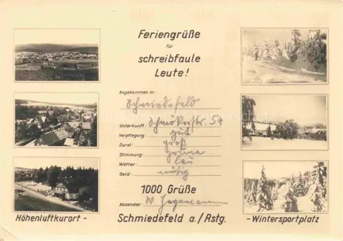 AK / Ansichtskarte Schmiedefeld Rennsteig Thueringen Panorama Teilansichten