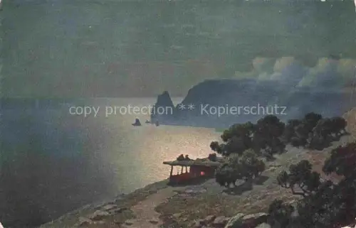 AK / Ansichtskarte KALMYKOFF G. O. Kuenstlerkarte Idylle Lunaire au Bord de la mer 