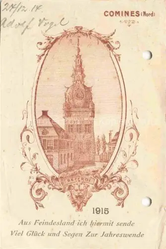 AK / Ansichtskarte Comines LILLE 59 Nord Beffroi