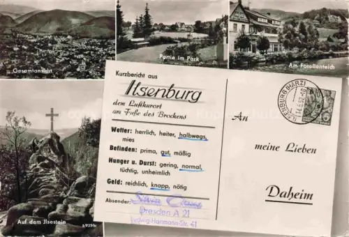 AK / Ansichtskarte Ilsenburg Harz Sachsen-Anhalt Panorama Park Am Forellenteich Auf dem Ilsenstein