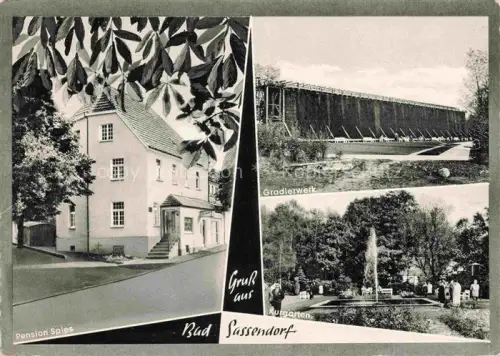 AK / Ansichtskarte Bad Sassendorf Soest NRW Pension Spies Gradierwerk Kurgarten