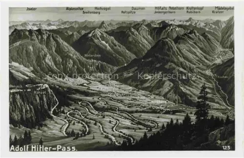 AK / Ansichtskarte Bad Oberdorf Bad Hindelang Bayern Panoramakarte Adolf Hitler Pass