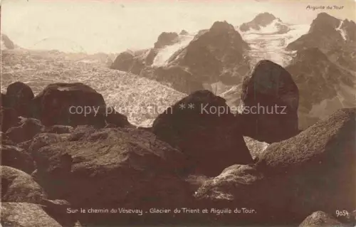 AK / Ansichtskarte Glacier Gletscher Glaciar-- Le Chemain du Vesevay Trient Aiguille du Tour