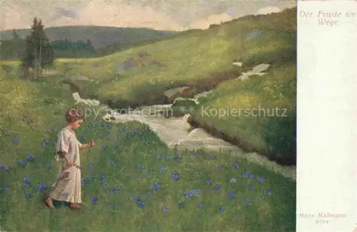 AK / Ansichtskarte MAssMANN Hans Kuenstlerkarte Der Friede am Wege Maedchen 