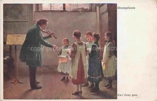 AK / Ansichtskarte ZEWY KarL Kuenstlerkarte Gesangstunde Kinder 