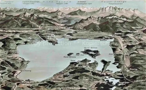 AK / Ansichtskarte Chiemsee Bayern Panoramakarte