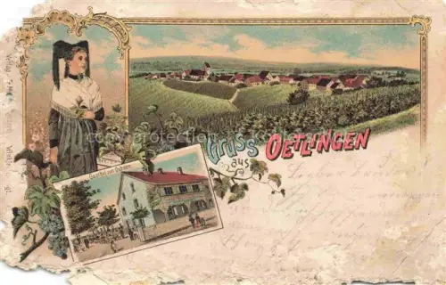 AK / Ansichtskarte Oetlingen oetlingen Weil am Rhein Baden BW Panorama Winzerin Gasthof zum Ochsen