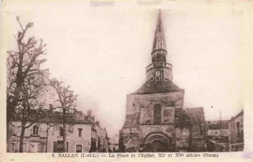 AK / Ansichtskarte Ballan-Mire TOURS 37 Indre-et-Loire La Place et l'Eglise