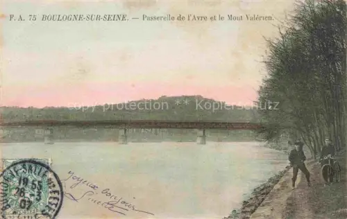 AK / Ansichtskarte BOULOGNE-SUR-SEINE BOULOGNE-BILLANCOURT 92 Passerelle de l'Avre et le Mont Valerien