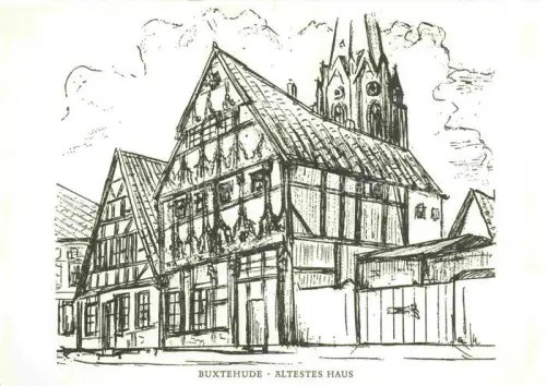 AK / Ansichtskarte Buxtehude Stade Niedersachsen aeltestes Haus Zeichnung