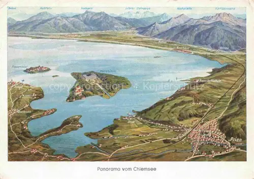 AK / Ansichtskarte Chiemsee Bayern Panoramakarte