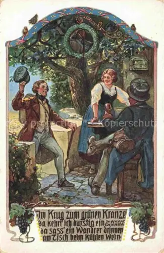 AK / Ansichtskarte VDA Volksliederkarte Nr.3 Verein Deutschtum Litho im Krug zum gruenen Kranze