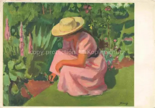AK / Ansichtskarte GINSIG M. Kuenstlerkarte Zuerich Frau im garten 