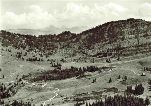 AK / Ansichtskarte Hoermoosalpe 1330m Steibis Oberstaufen und Hubertushaus am Haedrich Panorama