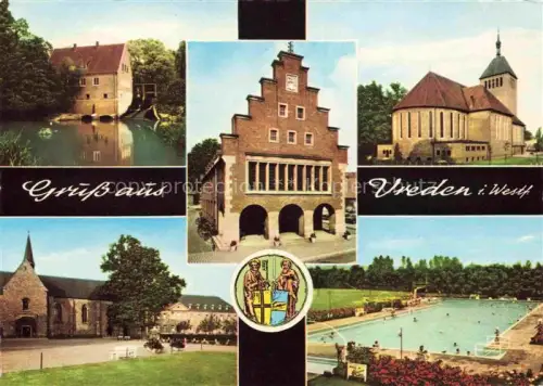 AK / Ansichtskarte Vreden Wasserschloss Stadttor Kirche Schwimmbad
