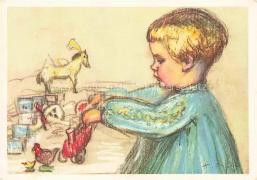 AK / Ansichtskarte BOLLE Henriette (Morges) Kuenstlerkarte Morges Peterli Maedchen Spielzeug 
