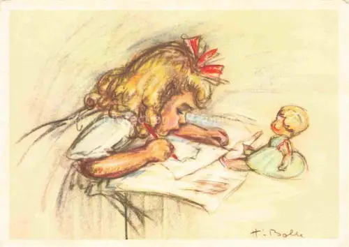 AK / Ansichtskarte BOLLE Henriette (Morges) Kuenstlerkarte Morges Christine Maedchen Puppe 