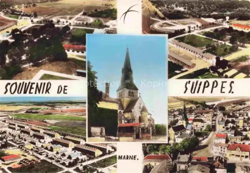 AK / Ansichtskarte Suippes Chalons-en-Champagne 51 Marne Fliegeraufnahmen Kirche
