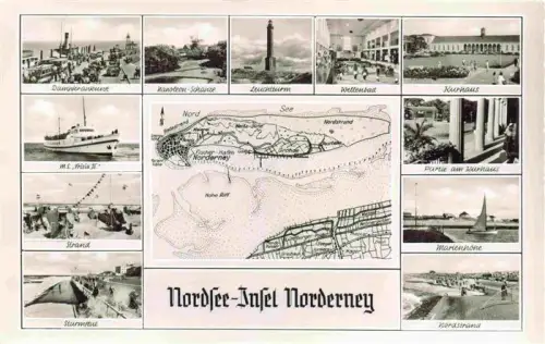 AK / Ansichtskarte NORDERNEY Nordseebad Niedersachsen Dampferankunft Napoleon Schanze Leuchtturm Kuraus MS Frisia II Sturmflut Kurhaus Marienhoehe Nordstrand