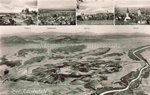AK / Ansichtskarte Kaiserstuhl Region Panoramakarte mit Breisach Ihringen Burkheim Endingen