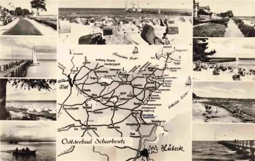 AK / Ansichtskarte SCHARBEUTZ Ostseebad Schleswig-Holstein Panorama Strand Promenade Teilansichten Gebietskarte