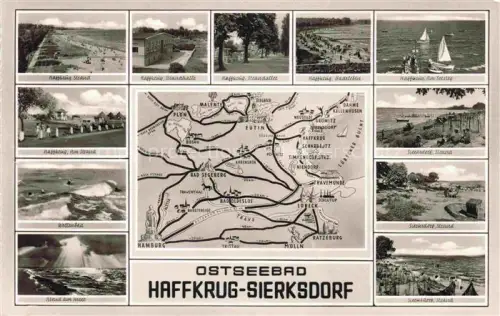 AK / Ansichtskarte HAFFKRUG SCHARBEUTZ Ostseebad Strandpartien Strandhalle Badeleben Gebietskarte