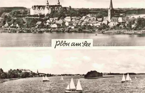 AK / Ansichtskarte Ploen am See Schleswig-Holstein Schloss Panorama Segelboote