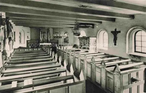 AK / Ansichtskarte Hallig Hooge Kirche Inneres