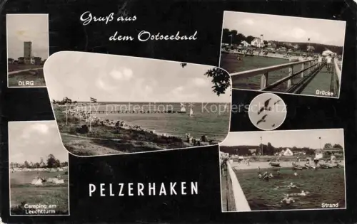 AK / Ansichtskarte Pelzerhaken Ostseebad Neustadt Holstein DLRG Camping Bruecke Strand Leuchtturm