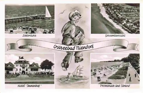 AK / Ansichtskarte NIENDORF  Ostseebad Timmendorferstrand Seebruecke Fliegeraufnahme Hotel Immenhof Promenade Strand