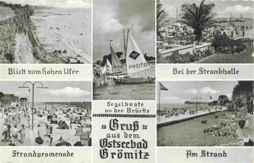 AK / Ansichtskarte GRoeMITZ Ostseebad Hohes Ufer Segelboote Strandhalle Strandpromenade Strand