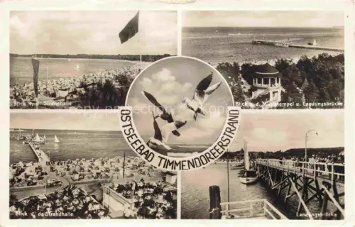 AK / Ansichtskarte Timmendorferstrand Timmendorf  Timmendorfer Strand Strandpartie Strandhalle Landungsbruecke 