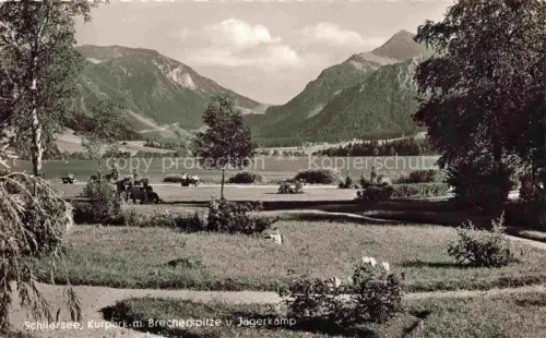 AK / Ansichtskarte Schliersee Bayern Kurpark mit Brecherspitze und Jaegerkamp
