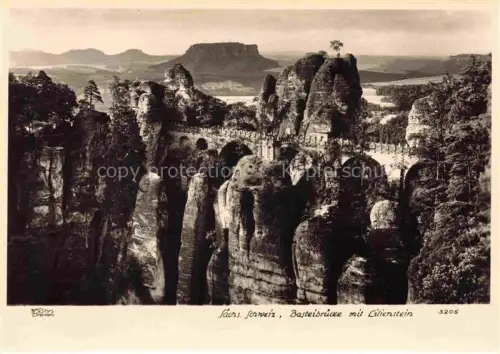 AK / Ansichtskarte HAHN Foto Hahn Nr. 3205 Saechs. Schweiz Basteibruecke Lilienstein 