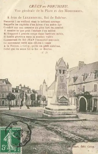 AK / Ansichtskarte Crecy-en-Ponthieu ABBEVILLE 80 Somme Jean Luxembourg Roi de Boheme 