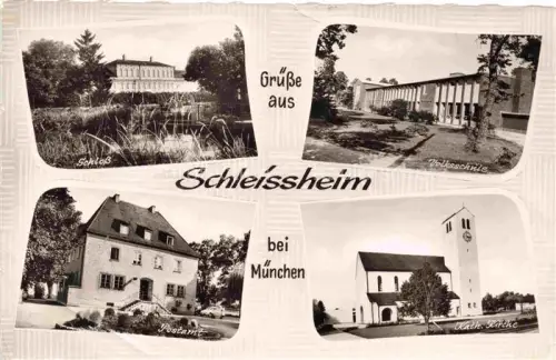 AK / Ansichtskarte Schleissheim  Oberschleissheim MueNCHEN Bayern Postamt Schloss Volksschule 