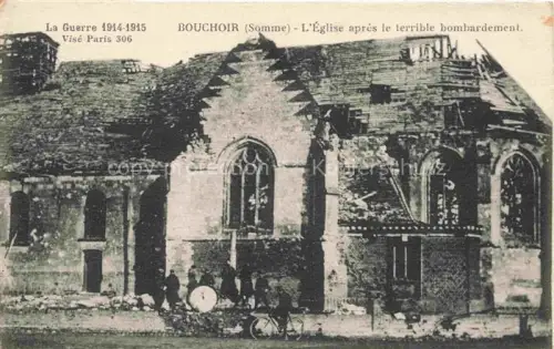 AK / Ansichtskarte Bouchoir Montdidier 80 Somme Somme L'Eglise apres le terrible Bombardement Guerre