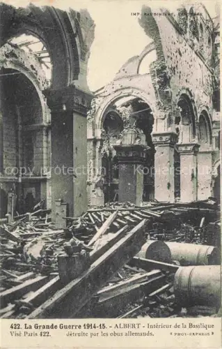 AK / Ansichtskarte ALBERT  Peronne 80 Somme La Grand Guerre Interieur de Basilique 