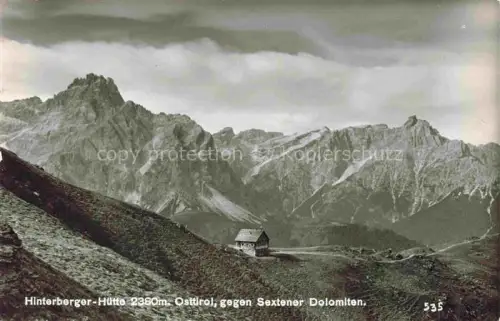 AK / Ansichtskarte Hinterberger-Huette Hinterbergerhuette Sillian Tirol AT gegen Sextener Dolomiten 