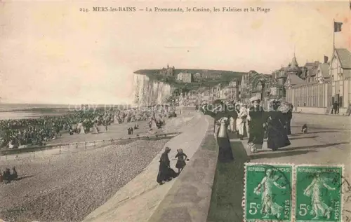 AK / Ansichtskarte MERS-LES-BAINS MERS-SUR-MER Abbeville 80 Somme Promenade Casino Falaises Plage 