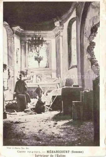 AK / Ansichtskarte Meharicourt Montdidier 80 Somme Guerre Interieur de l'Eglise