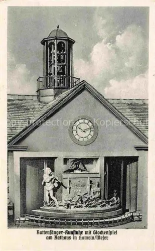AK / Ansichtskarte HAMELN Weser Rattenfaenger Kunstuhr mit Glockenspiel am Rathaus  